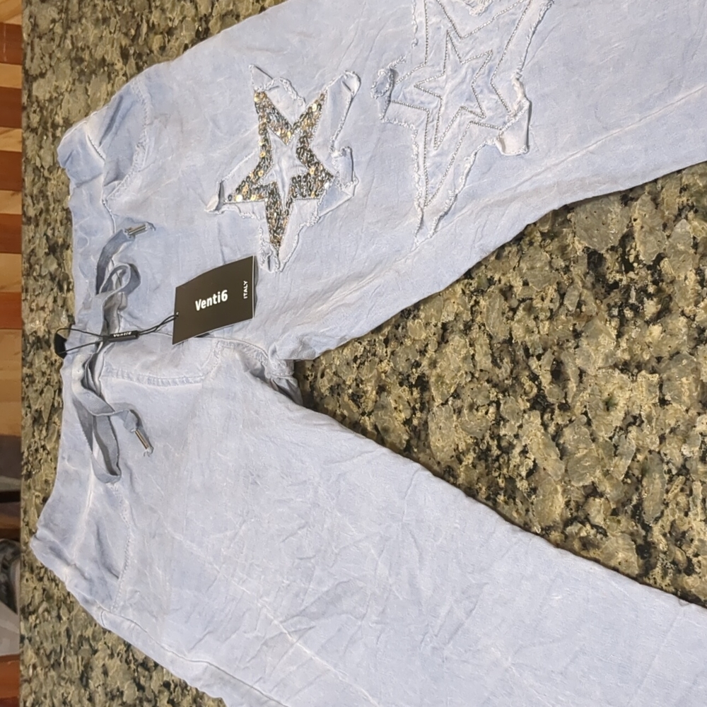 Venti 6 Darcy Star Sequin Crinkle Jogger Denim Blue S